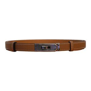 Hermes Epsom Kelly Belt Silver Hardware Gold Brown